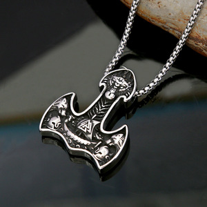 Collar con Colgante de Ancla de Acero Inoxidable con Diseño Vikingo para Hombre, Joyería de Regalo, Cadena de 60 cm, Acabado Metálico, Accesorio de Moda - Product Image 3