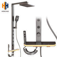 Grifos de Ducha Termostáticos LED Modernos de Doble Manija con Efecto Lluvia, Juego de Ducha SPA de Tubo Cuadrado para Montaje en Pared, Hoteles y Oficinas