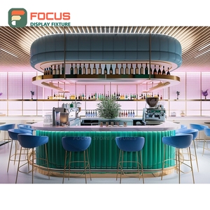 เคาน์เตอร์บริการคาเฟ่แบบครบวงจร พร้อมหน้าต่างกระจกใสสำหรับจัดแสดงขวดน้ำเชื่อม และเคาน์เตอร์บริการร้านคั่วกาแฟ - Product Image 6