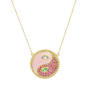 Gemnel Gemstone <strong>Gemini</strong> Pendant Yin-Yang Inspired Heart Pear Shaped Gems Rainbow Elegant Colorful <strong>Necklace</strong> - Product Image 6