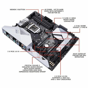 Carte mère Prime Z390-A LGA 1151 Z390 SATA USB 3.1 ATX DDR4 4266 MHz double M.2 SATA 6Gb/s USB 3.1 Gen 2 Type-C - Product Image 3