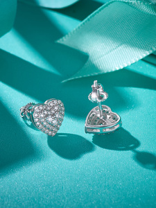 Gra chất lượng rắn 1.0mm nửa sang trọng moissanite Bông tai hình trái tim sang trọng moissanite <span class=keywords><strong>Stud</strong></span> Bông tai - Product Image 6