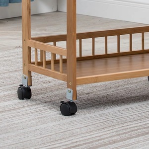 Bamboo <b>Kitchen</b> Storage Trolley Rack 3 <b>Shelves</b> Rolling Organizer Portable Modern Design Natural Color - Product Image 3