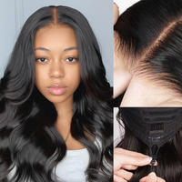 Perruque de cheveux humains vierges sans colle, avec dentelle coupée transparente, ondulée, avec closure frontale, vente en gros, fournisseur d'usine