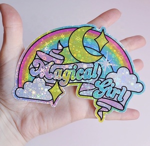 Colorful Printing Beautiful Girl <strong>Deco</strong> Custom Shape Holographic Sticker Label Custom Glitter Sticker <strong>Sheet</strong> - Product Image 5