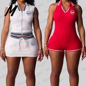 Katoenen Vrouwen Trainingspakken Custom Logo Polo Vest Top Met Broek Resortkleding 2 Delige Set Trainingspak Set Voor Vrouwen - Product Image 4