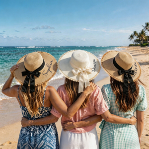 Chapeau de paille personnalisé avec nom - Cadeaux personnalisés pour demoiselles d'honneur pour enterrement de vie de jeune fille, chapeau de <span class=keywords><strong>soleil</strong></span> pour future mariée pour lune de miel - Product Image 3