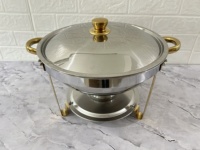 Chauffe-Plat de Luxe Professionnel à Couvercle Rabattable en Acier Inoxydable 5L 6L, Chauffage à l'Alcool, pour Buffet et Restauration, Visible