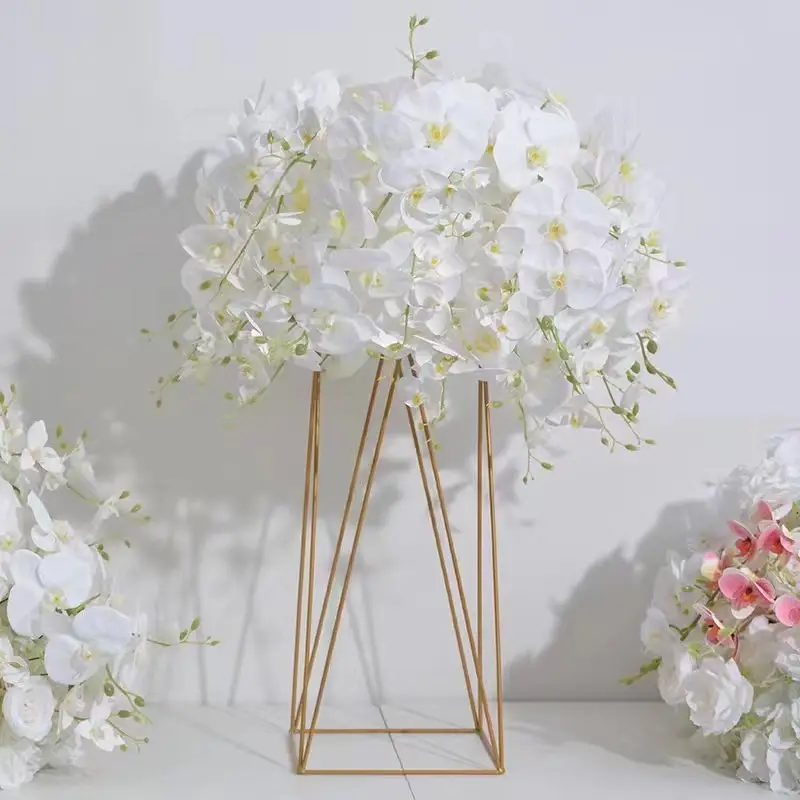 F68 Hot Selling Hochzeit Mittelstücke Tisch dekoration Flora Arrangement Handgemachte künstliche weiße Seide Orchidee Blume Ball
