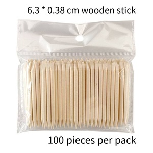 SunelPort SP-300 Bâtonnets à ongles double-embout jetables et réutilisables en bois d'oranger et de hêtre pour nail art, strass, 6,3 cm, 100 pièces, repousse-cuticules - Product Image 3