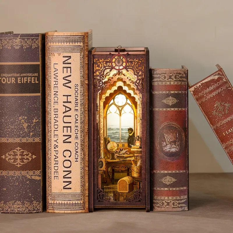 Cutebee vendita calda mobili per casa delle bambole in legno scaffale in miniatura inserto Book Nook