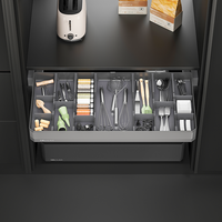 ARTSTEEL Panier de rangement de cuisine modulaire contemporain à 4 côtés, en alliage d'aluminium, à extension complète, monté sur base, avec tiroir coulissant