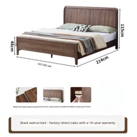 Lit en bois massif de style chinois, en noyer noir, luxueux, double, moderne, simple, grand lit pour chambre à coucher, lit en bois pour mariage