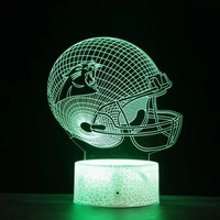 Lampe d'illusion 3D en acrylique en forme de casque de football, lumière nocturne RVB 16 couleurs, télécommande tactile USB, intensité réglable, décoration de chambre pour fans de sport, cadeau