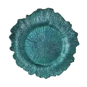 Hot Selling Sunflower Reef Design Wedding Decoration Tableware Circular Plastic Plate For Party Wedding