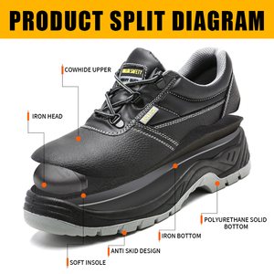 Рабочие ботинки YIZHONCO на заказ, кожаные ботинки, верхняя подошва из искусственной кожи, с широким стальным носком, противоскользящие, устойчивые к истиранию, для складской логистики - Product Image 2