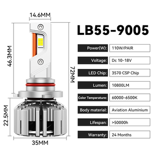 110W ad alta potenza faro LED 6500K 10000LM auto luce LED sostituzione e riparazione compatibile con H4 H7 <span class=keywords><strong>H11</strong></span> 9005 9006 LED - Product Image 1