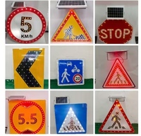 Panneau de signalisation routière à LED solaire, haute luminosité, réfléchissant, en aluminium, étanche IP65, mode clignotant personnalisé pour la sécurité