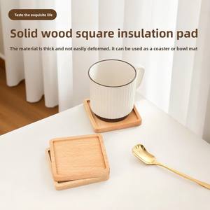 แผ่นรองแก้วไม้เนื้อแข็ง รูปทรงกลม/สี่เหลี่ยม รับทำโลโก้ตามสั่ง สำหรับวางแก้วชา กาแฟ ป้องกันความร้อน - Product Image 4