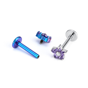 एस्टम f136 टाइटेनियम मिश्र धातु फूलों की स्टड ईयररिंग्स एण्डिलाइज्ड हाइपोएलर्जेनिक भेदी गहने - Product Image 6