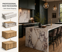 Ensemble d'armoires de cuisine modernes KEJIA vert foncé style Shaker avec îlot en marbre veiné violet, armoires de cuisine modulaires personnalisées