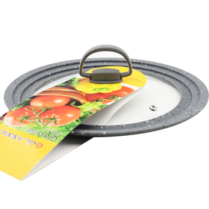 Couvercle de <span class=keywords><strong>pot</strong></span> universel en silicone, 6 pièces, verre trempé pour ustensiles de cuisine, poêles à frire avec manches - Product Image 4