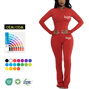 Tute Yoga personalizzate di alta qualità con cerniera giacche e pantaloni tute sportive <span class=keywords><strong>abbigliamento</strong></span> sportivo manica lunga con Zip top Casual <span class=keywords><strong>abbigliamento</strong></span> femminile - Product Image 1