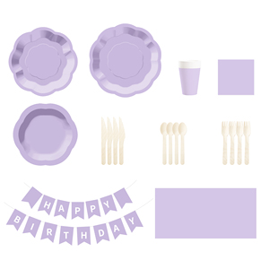 Ensemble d'assiettes en papier DAMAI de couleur violet clair pour 8 personnes, assiettes jetables pour dîner et dessert, pour mariage, anniversaire, fournitures de fête - Product Image 5