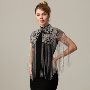 Capa <span class=keywords><strong>de</strong></span> Hombro con Flecos <span class=keywords><strong>de</strong></span> Lentejuelas y Cuentas Estilo Vintage, Elegante para <span class=keywords><strong>Mujer</strong></span>, para Banquetes y Fiestas, <span class=keywords><strong>Bolero</strong></span> Versátil Formal - Product Image 4