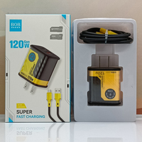 Cargador Transparente Mecha USB-C de 120W PD 3.0 con Carga Rápida, Adaptador de Viaje para Teléfonos Móviles con Enchufes EU/US/UK