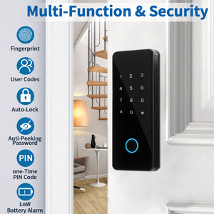 Cerradura Inteligente Invisible para Puerta de Madera, Sin Perforaciones, con App Tuya, Cilindro de Nivel C, Desbloqueo con Tarjeta, Huella Dactilar, Fácil Instalación, Color Negro - Product Image 4