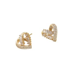 Orecchini a forma di cuore in oro con stile alla moda rotanti in rame e zircone in pietra guadagni gioielli da donna orecchini - Product Image 6