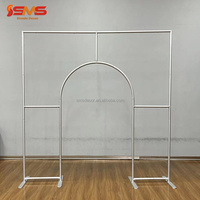 Support de toile de fond métallique en alliage d'aluminium pour événements personnalisés SMS, avec cadre et housse en tissu 3D, ensemble d'arche de mariage