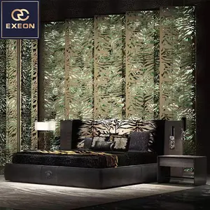 Modern Luxury Black Leopard Print Leather Queen Size Bed Villa Hotel Bedroom Furniture Designer Superior King Bed