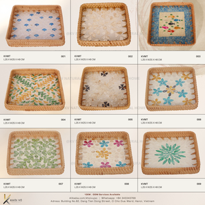 Bandeja de Servir de Madera - Duradera, Tejido de Ratán con Incrustaciones de Madreperla, Regalos y Decoración, Cuadrada, Elegante, Ecológica, Hecha a Mano, Decoración para el Hogar - Product Image 6