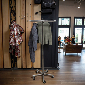 Kim loại Vòng may đứng với năm bánh xe thông tư cửa hàng quần áo Rack hiển thị - Product Image 5