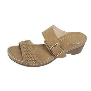 Women's Large Size Rhinestone Mid Heel Slippers Summer New Arrival Belt Buckle Soft Bottom Elegant <b>Sandals</b> 43 - Product Image 5
