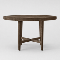Table à manger ronde extensible en chêne, design moderne et épuré, avec ensemble de chaises de salle à manger en tissu pour hôtel et manoir