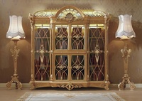 Ensemble de bureau à domicile spacieux en bois massif de style baroque moderne, grand bureau avec chaise et bibliothèque antique, usage commercial