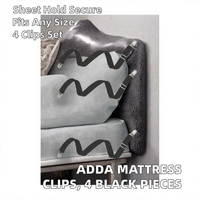 Attaches de matelas réglables en plastique Adda avec longues sangles élastiques pour draps-housses et protège-matelas, noir, 4 pièces