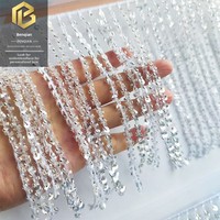LEIXUSI Bordure en dentelle à pampilles blanches perlées, broderie soluble dans l'eau pour accessoires de costumes de danse et de vêtements
