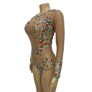 Costume da Sirena Sexy 2026 per Spettacoli di Danza, Body con Strass e Paillettes, Tuta Intera da Palcoscenico per Donne - Product Image 3