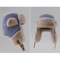 FF3258 Nuevo diseño Earflap Hunting Trooper Sombrero de invierno Fuzzy Fluffy Warm Ski Ciclismo Cap Felpa forrada Russian Ushanka Trapper Hat