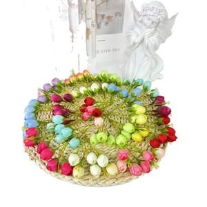 Fleurs artificielles Qiye, guirlande de boutons de rose en soie plastique, décoration de mariage, accessoires faits main pour épingles à cheveux DIY - Product Image 1