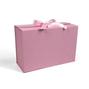 Caja <span class=keywords><strong>de</strong></span> <span class=keywords><strong>Regalo</strong></span> Magnética Rosa con Asa <span class=keywords><strong>de</strong></span> Listón, Empaque Rígido Plegable Personalizado para Ropa y Comercio Electrónico - Product Image 4