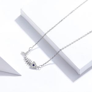 S925 de pescado de plata collar de hueso para dama Chapado en platino collar de plata esterlina para mujer SCN376 - Product Image 2