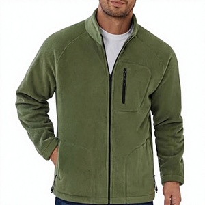 Veste polaire homme vert olive, entièrement zippée, col montant, décontractée, pour l'hiver, respirante, coupe-vent, en polyester, coupe droite - Product Image 1