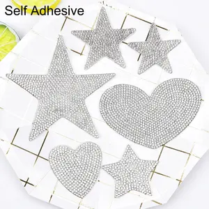 Sparkling Crystal Rhinestone Heart Star Pattern Glass Diamond Self Adhesive Patches Applique Sticker For Furniture Car Bags DIY