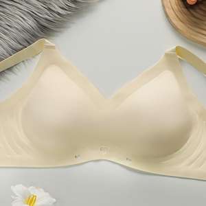 Soutien-gorge respirant confortable pour femmes motif solide Push-Up crochet fermeture sans fil réglable grande taille soutien-gorge - Product Image 1