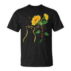 Camiseta feminista Sunflower Cat Lovers negra talla mediana - Product Image 1